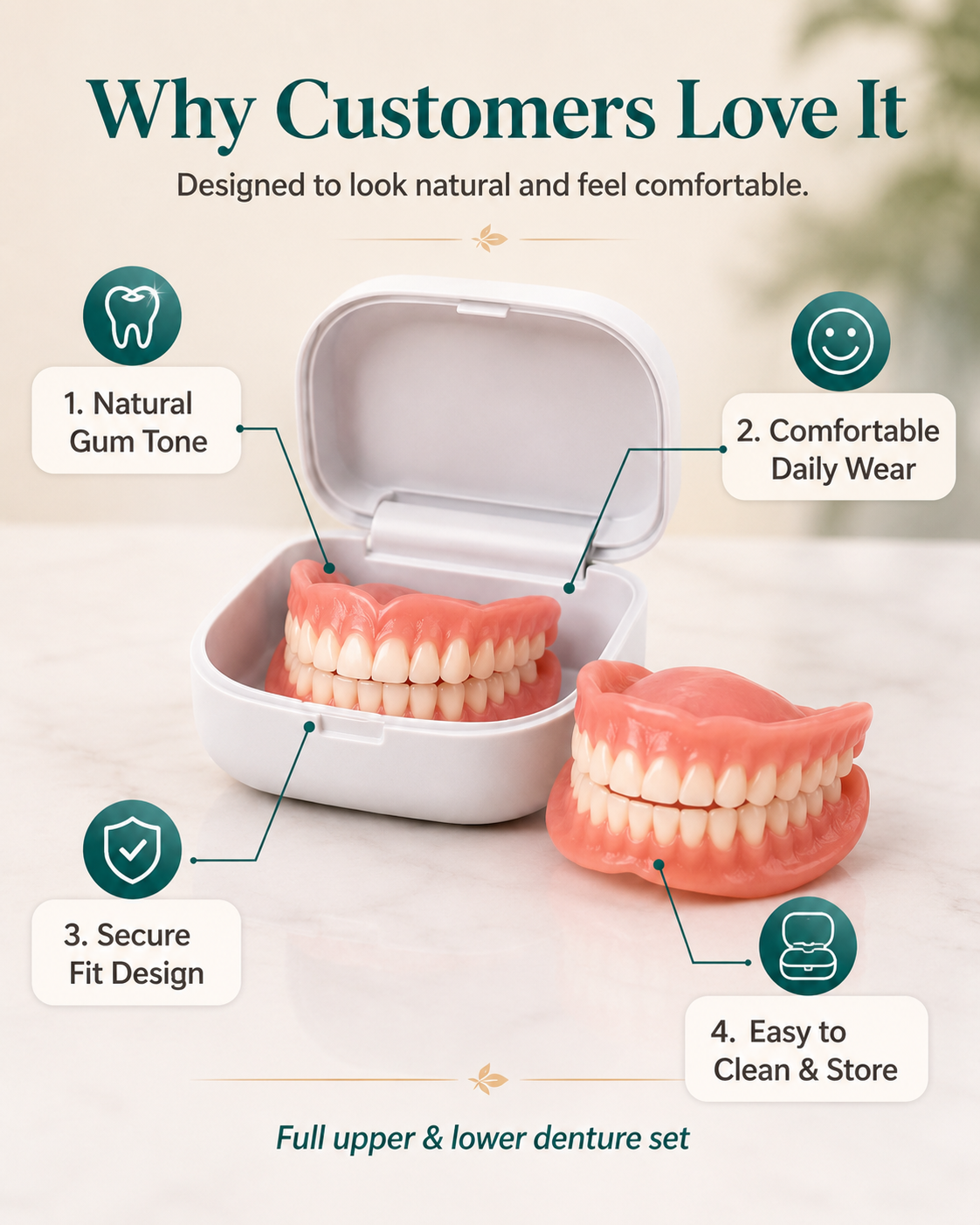 💥LAST DAY 50% OFF! Custom-Fit Instant Smile Dentures – Ultra Natural Appearance, Custom Comfort Fit You’ll Love