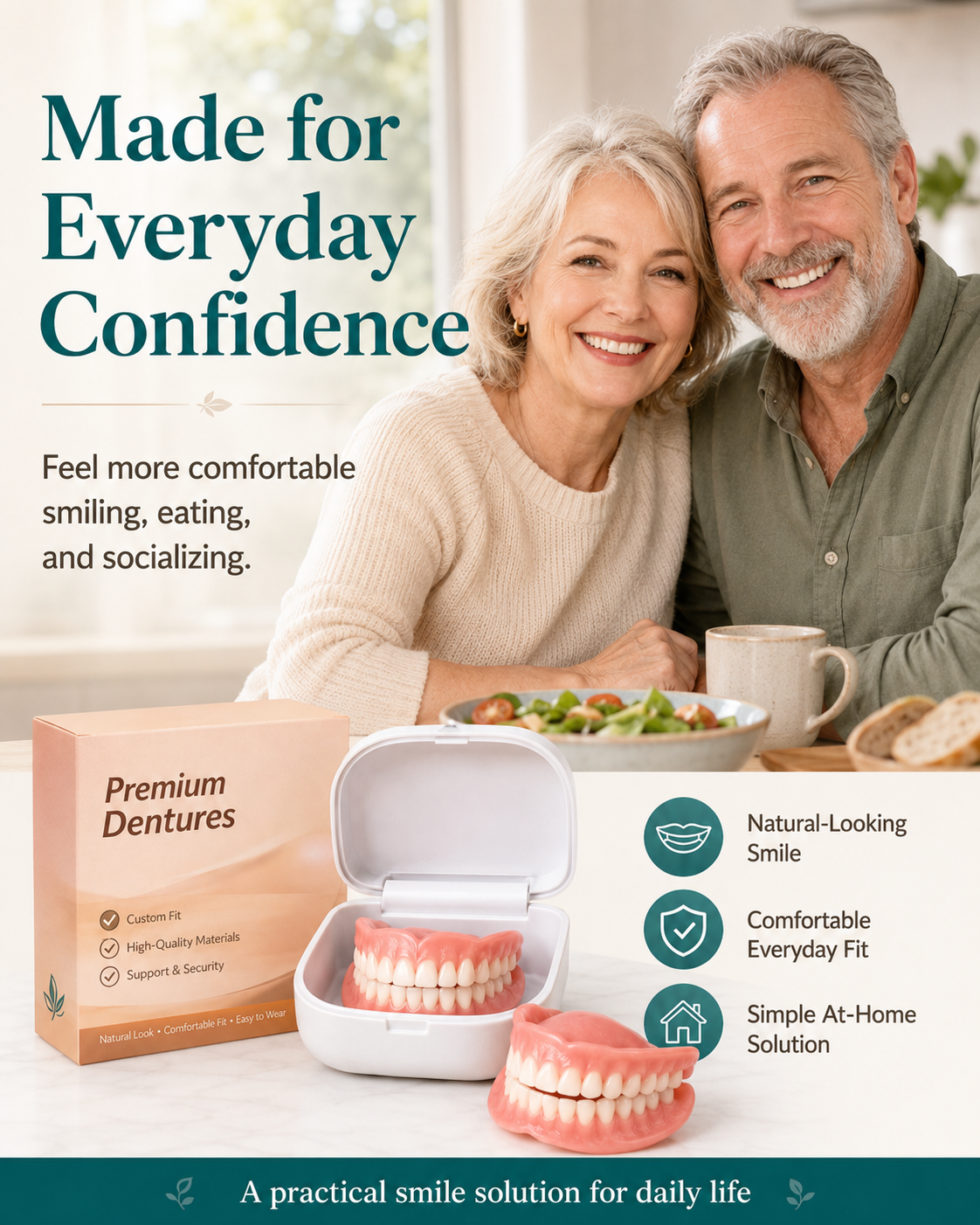 💥LAST DAY 50% OFF! Custom-Fit Instant Smile Dentures – Ultra Natural Appearance, Custom Comfort Fit You’ll Love